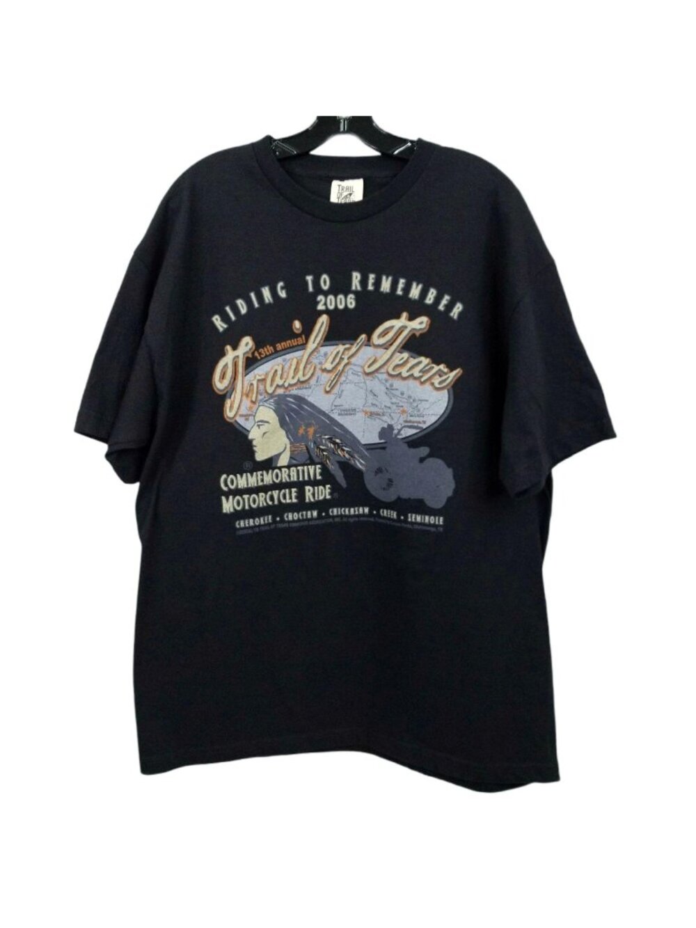 Trail of Tears Motorcycle Ride T-Shirt Mens XL Vintage 2006 Commemorative Black